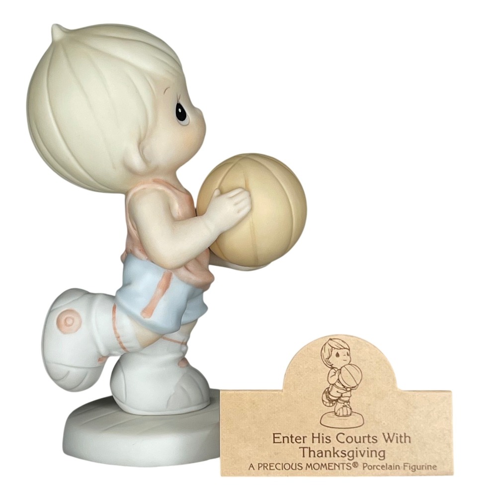 RARE First Edition Precious Moments Enter His Courts w/ Thanksgiving Basketball